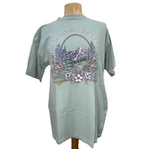 Vintage Great Smoky Mountain Green Single Stitch T-shirt Size Large USA Made